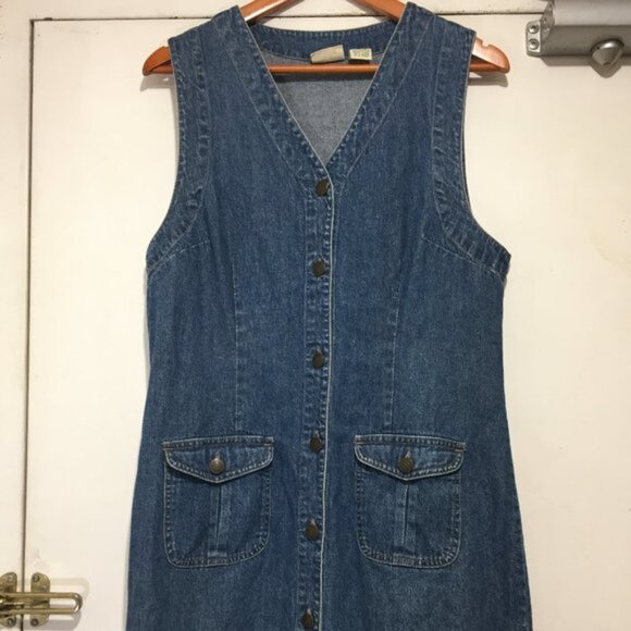 VINTAGE ST JOHN'S BAY MAXI DENIM DRESSES SIZE 8M - Picture 7 of 9